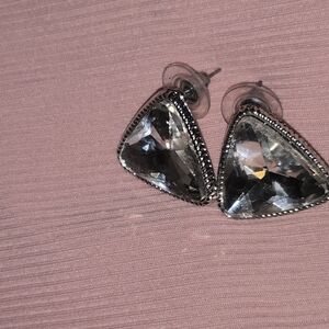 Glamorous Silver Triangle Earrings